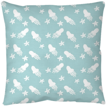 Sea Watercolor Seamless Pattern With White Jellyfishes - Cushion (400x400), Png Download