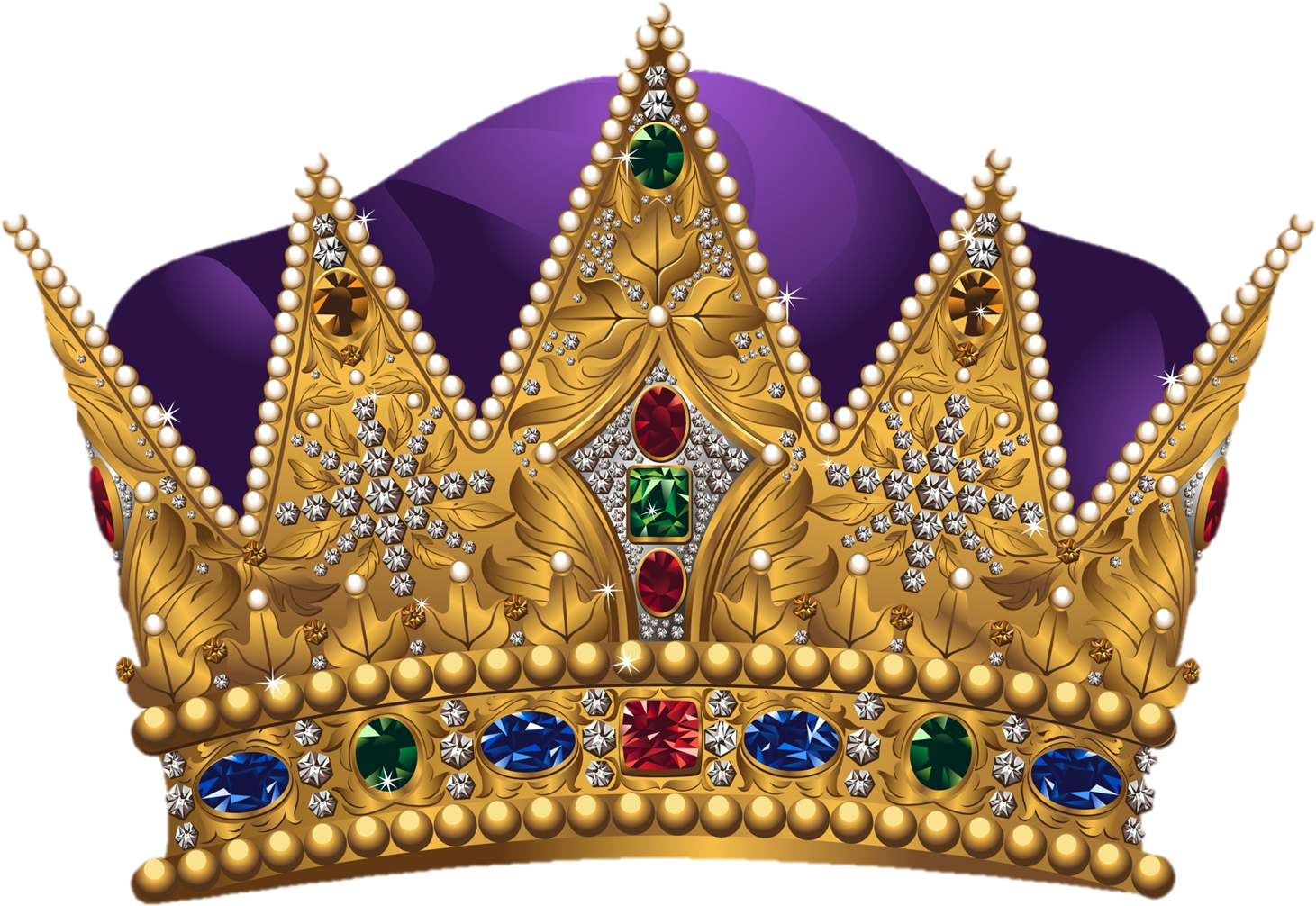 Crown Png Transparent - Crown With Jewels (1502x1116), Png Download