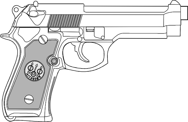 Hand Gun Outline - Gun Coloring Pages (600x390), Png Download