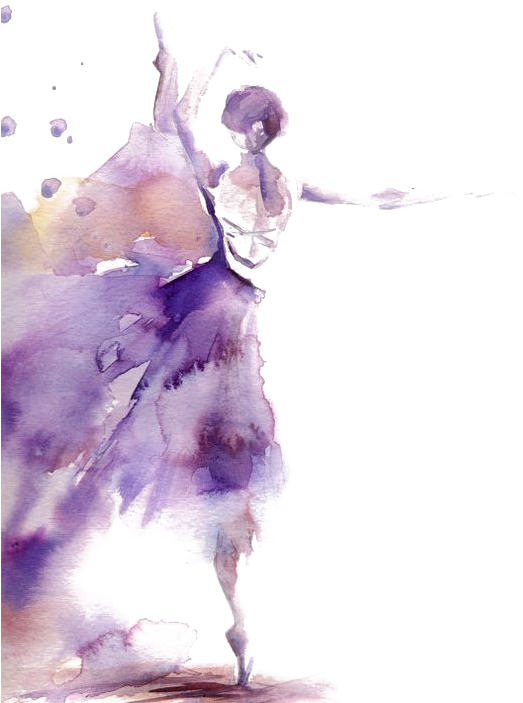 Watercolor Painting Ballet Dancer Art - Purple Ballerina Ii Poster Print By Sophia Rodionov (564x718), Png Download