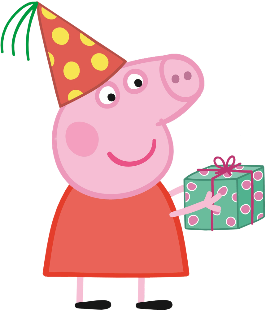 Pink Party Hat Png - Peppa Pig E Teddy Png (1028x1200), Png Download