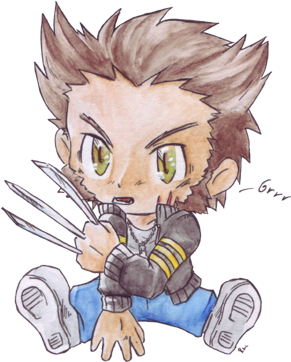Cutest Baby Of All- Wolverine <3 - Chibi Wolverine (329x400), Png Download