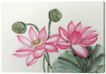 Watercolor Painting Of Lotus Flower Canvas Print • - Watercolor Painting (400x400), Png Download