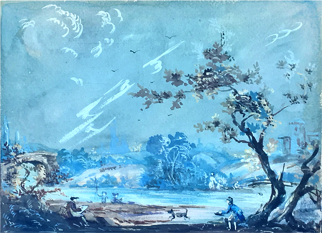 Italian School "artist By The Water" - Painting (1400x1400), Png Download