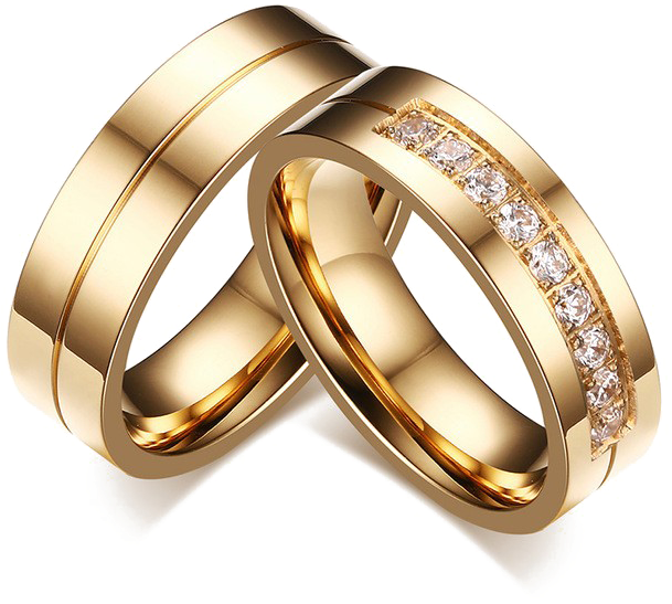 Wedding Ring Png Image - Engagement Couple Rings Gold (640x640), Png Download