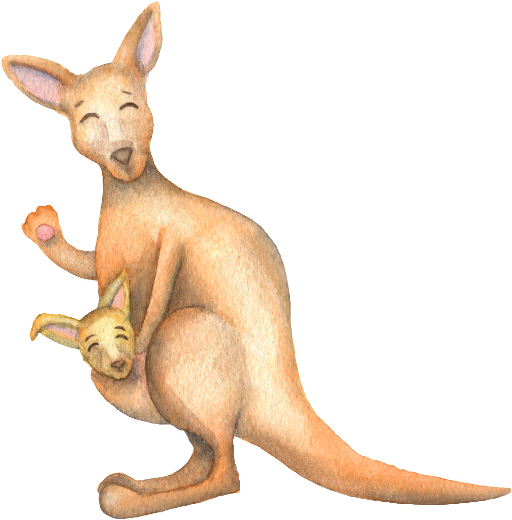 This Graphics Is Hand Drawn Cartoon Smiling Kangaroo - Kangaroo Png Cute (1024x1040), Png Download