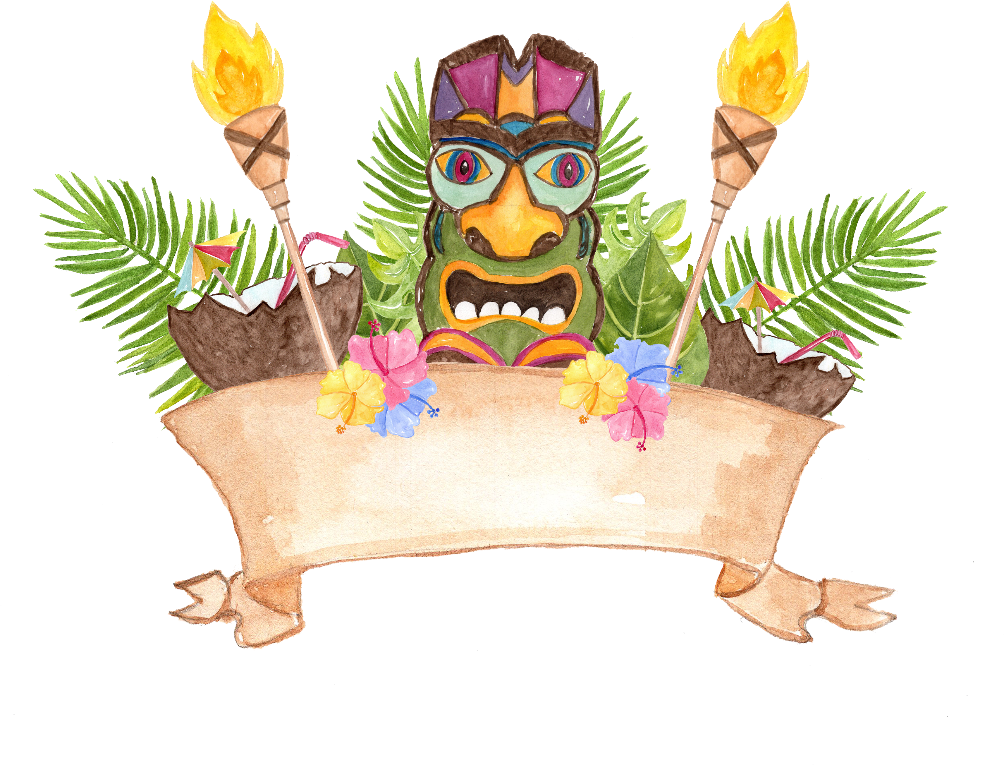 Watercolor Hawaii Clipart By Vivastarki - Hawaiian Clipart (3600x3000), Png Download