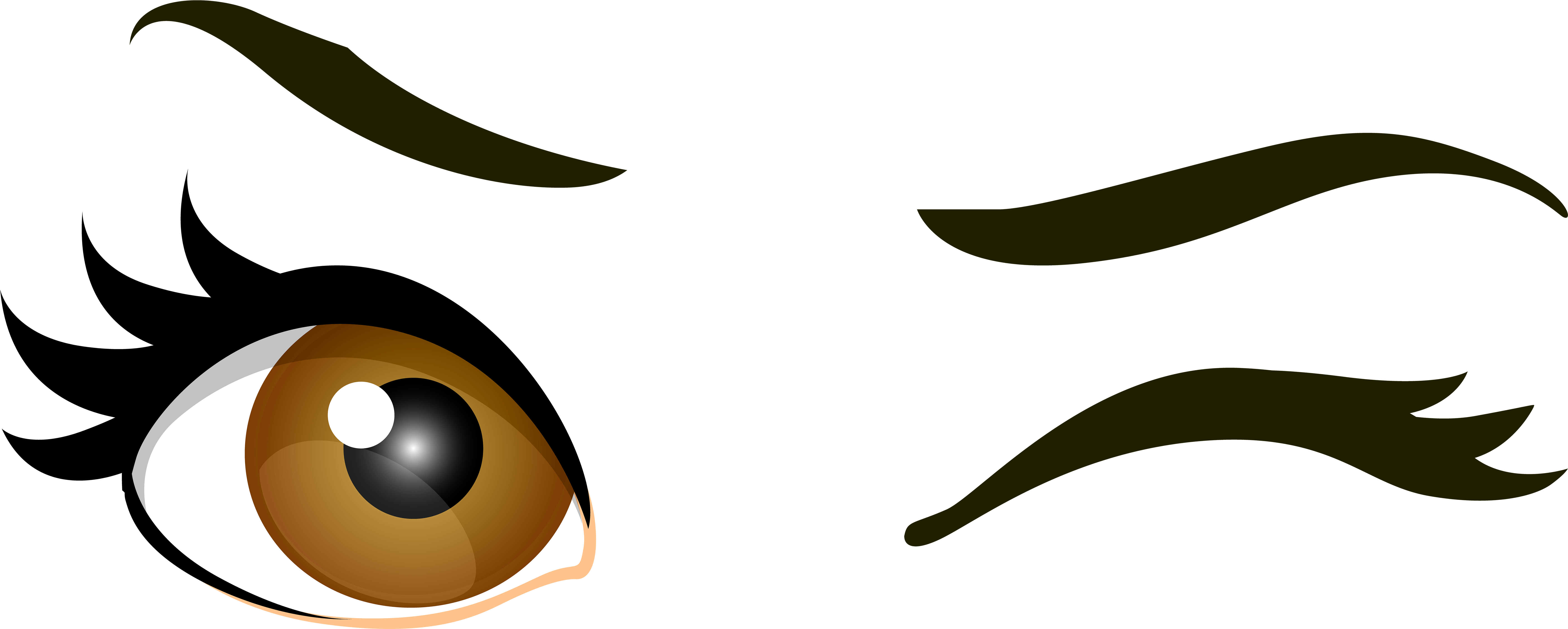 Brown Winking Eyes Png Clip Art - Wink Eye Png (7000x2809), Png Download