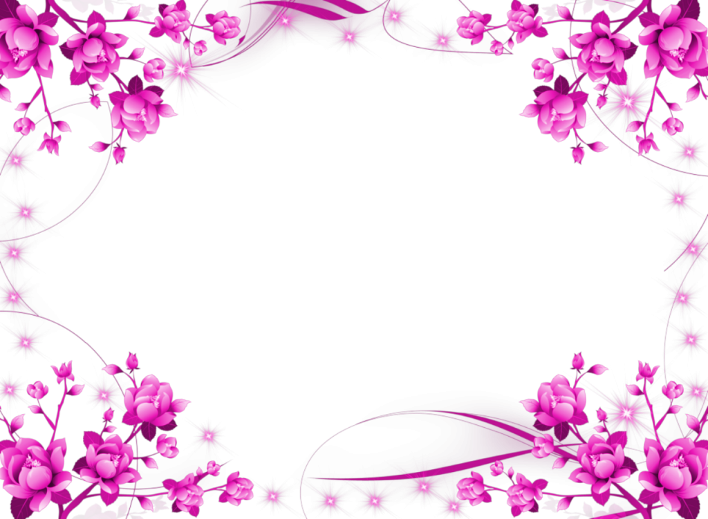 Pink Floral Border Png Image Transparent - Purple Flower Border Png (1024x751), Png Download