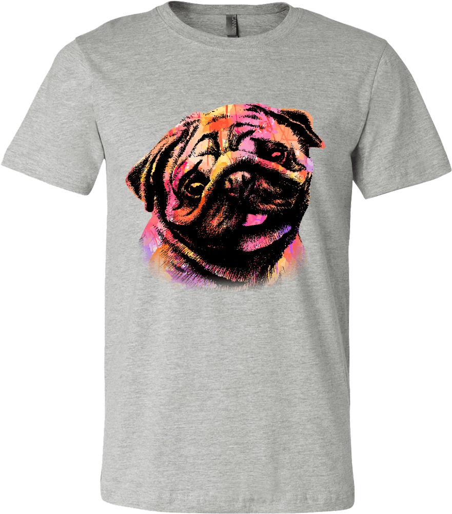 Men's Watercolor Pug T-shirt - Kanji T Shirt (1000x1000), Png Download