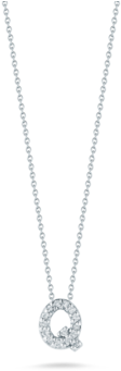 18k White Gold & Diamond Love Letter Q Necklace - Necklace (480x480), Png Download