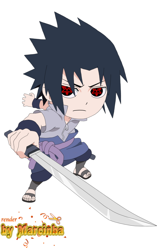 Render Chibi Sasuke Eternal Mangekyou By Marcinha20 - Sasuke Chibi Sharingan (745x1073), Png Download