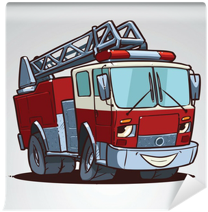 Download Cartoon Fire Truck Character Isolated Wall Mural • - Dump Red Truck  Cartoon Shutterstock PNG Image with No Background 