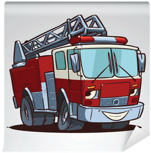 Cartoon Fire Truck Character Isolated Wall Mural • - Dump Red Truck Cartoon Shutterstock (400x400), Png Download