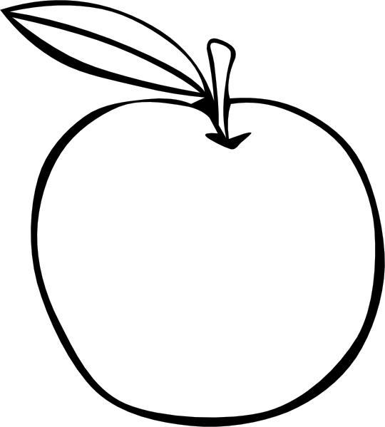 Apple Coloring Fruit Svg Clip Arts 540 X 599 Px - Clipart Fruits And Vegetables Black And White (540x599), Png Download