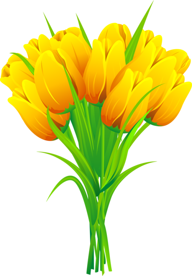 Bouquet Clipart Yellow Pink Tulip - Yellow Tulips Clipart (640x918), Png Download