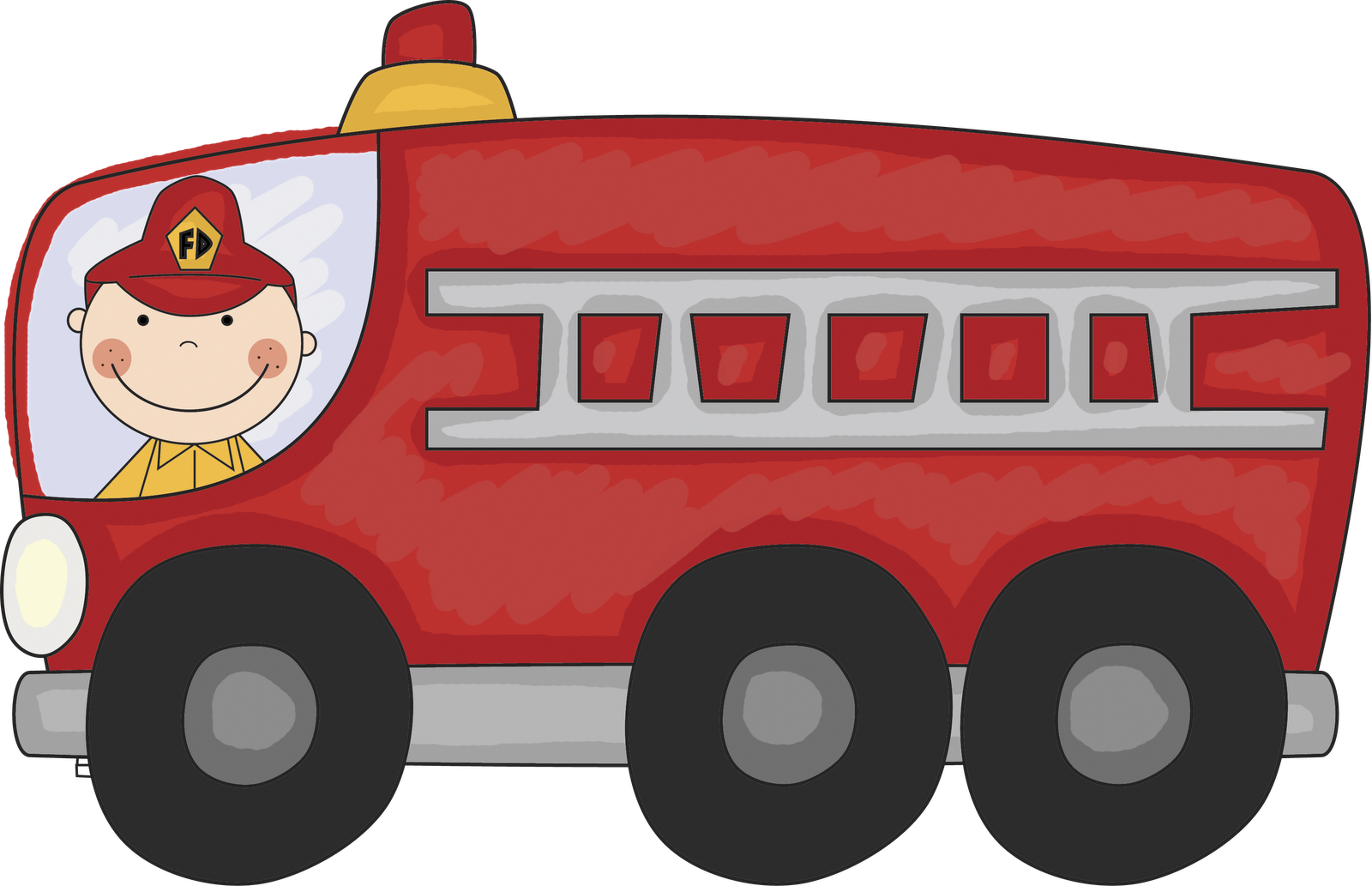 Vintage Truck Panda Free - Clip Art Fire Truck Clipart (1600x1033), Png Download