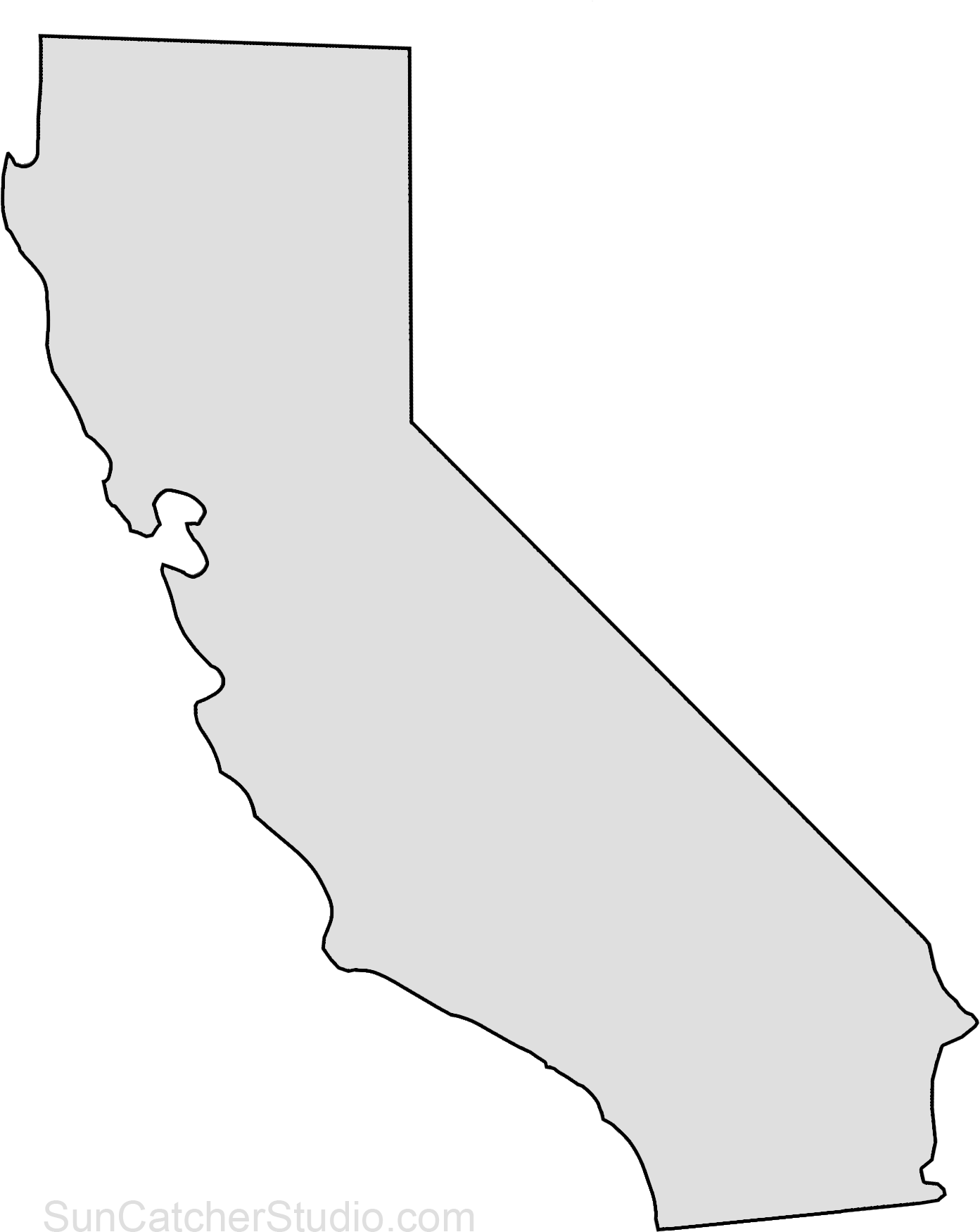 California Map Outline Png Shape State Stencil Clip - California State Outline Png (1841x1841), Png Download