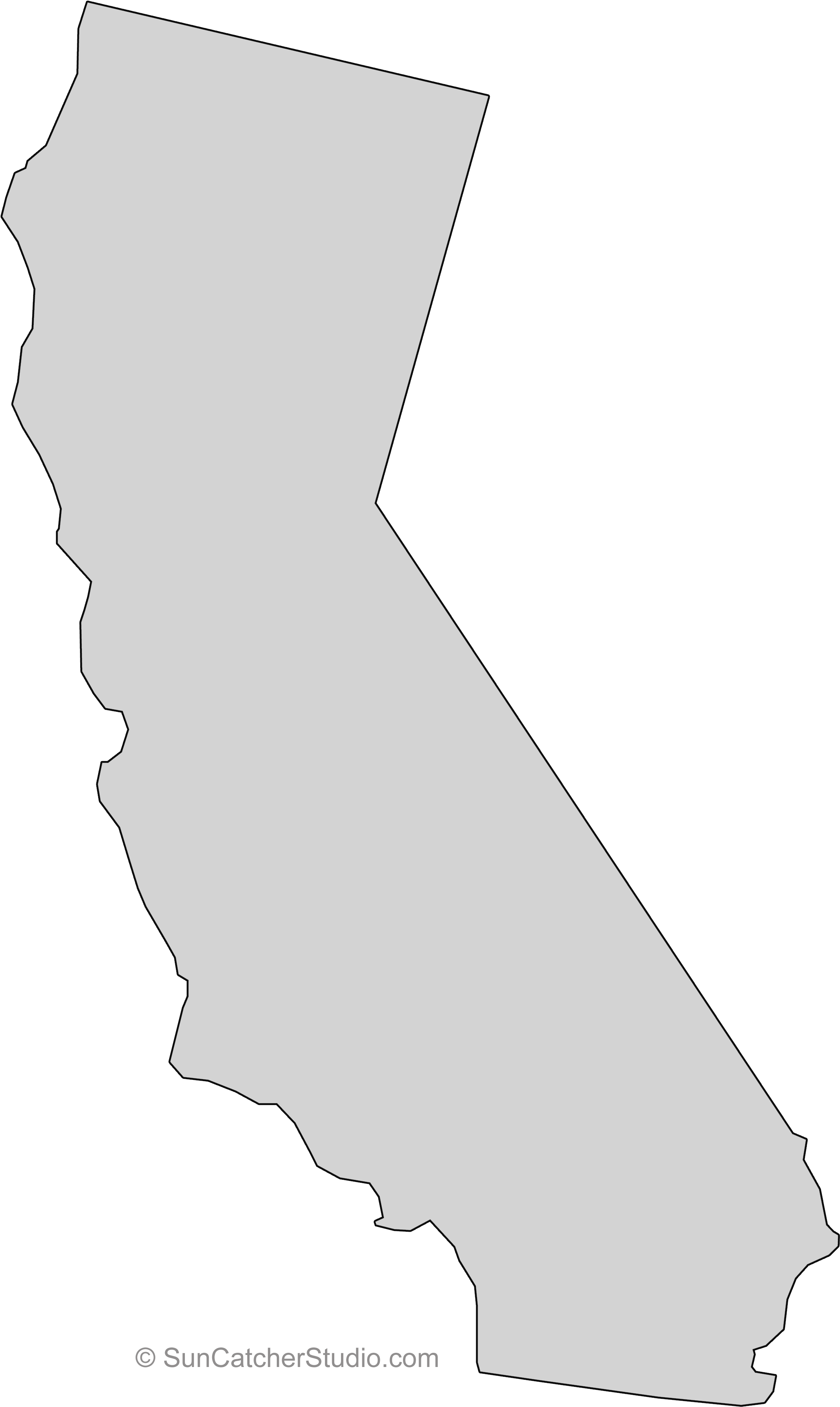 Clipart Freeuse Stock California Outline Clipart - California Stencil (2437x3803), Png Download