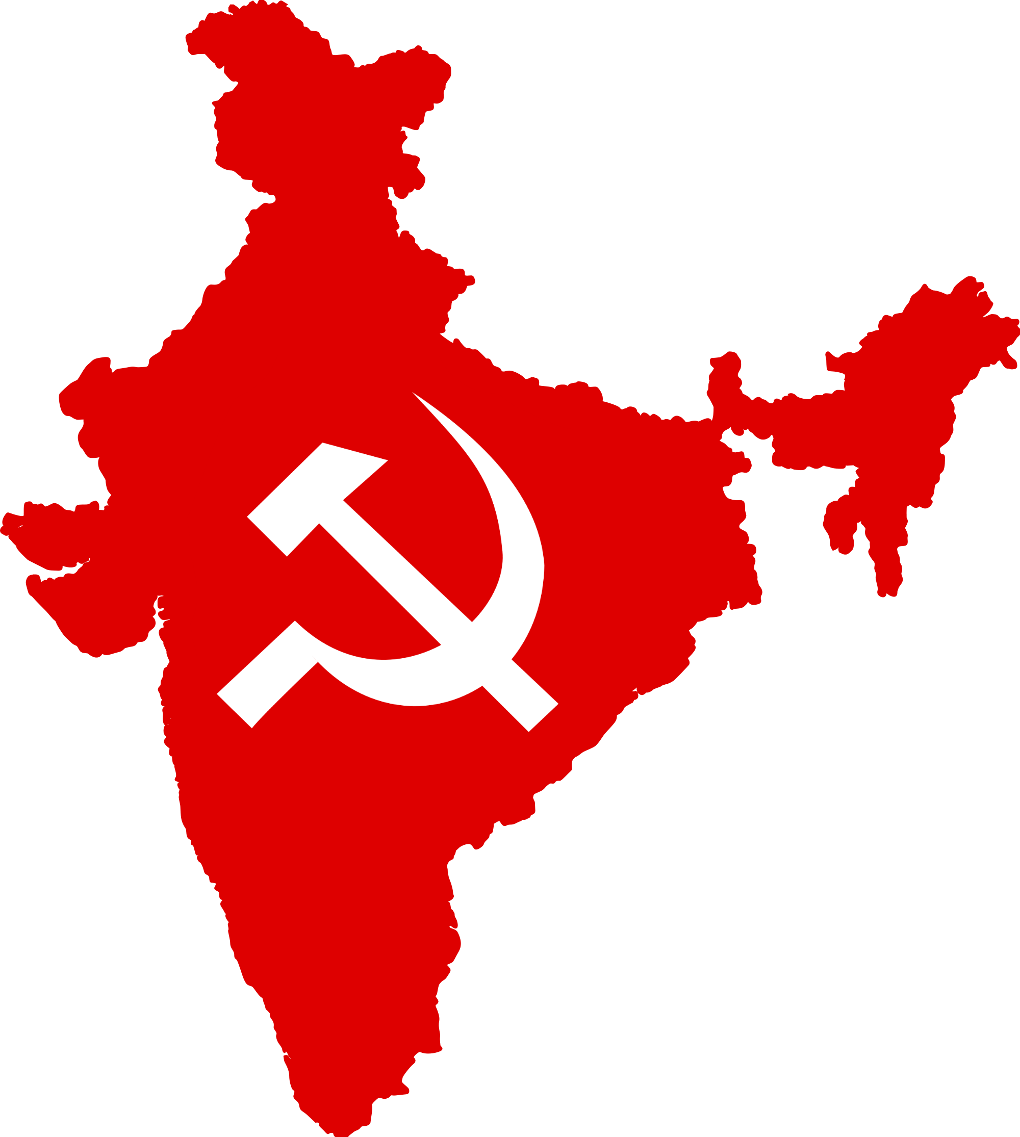 Image Freeuse Download File Flag Map Of India Party - Communist Party Of India Flag (2000x2230), Png Download