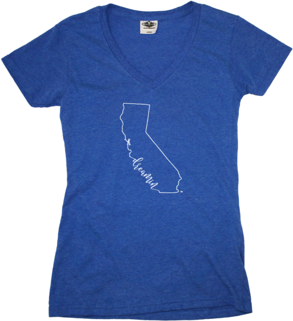 California Ladies' Blue V-neck - Pk T Shirts (700x665), Png Download