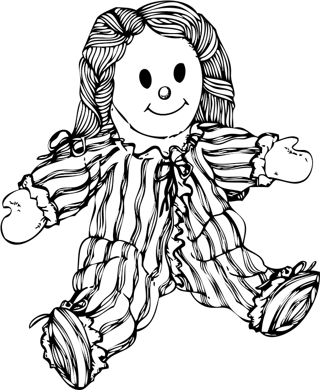 Johnny Automatic Stuffed Doll - Doll Clipart Black And White Png (800x800), Png Download
