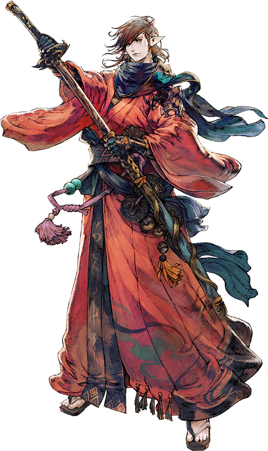 Robes Drawing Samurai - Final Fantasy Samurai (554x928), Png Download