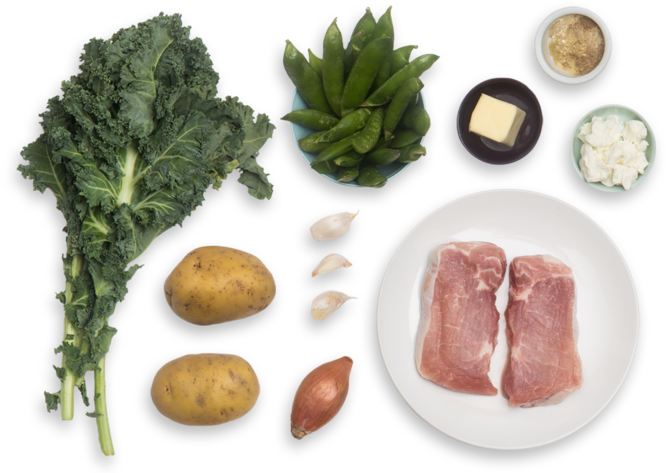Spiced Pork Chops & Mashed Potatoes With Kale, English - Goat (700x477), Png Download