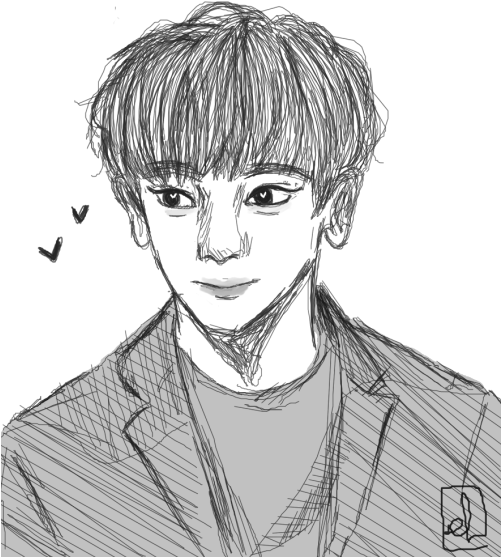 Graphic Black And White Chanyeol Drawing - Drawing (500x565), Png Download