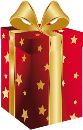 Red Present With Gold Bow Clipart Regalo Png, Moños - Clip Art Christmas Gifts (280x433), Png Download