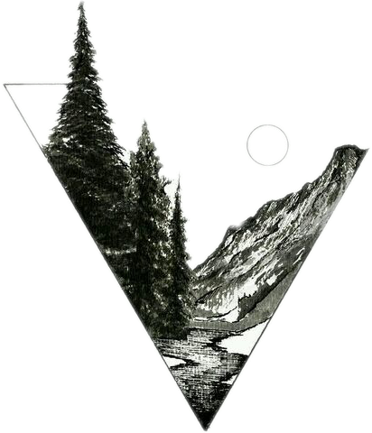 Mountains Tumblr Montanhas - Nature Mountain Tattoo For Guys (412x480), Png Download