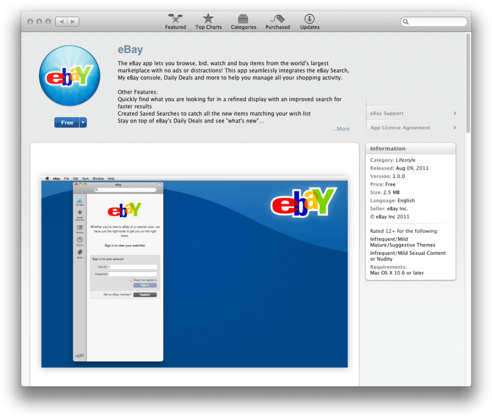 Ebay Releases Free App In The Mac App Store - Ebay Mac App (1024x870), Png Download