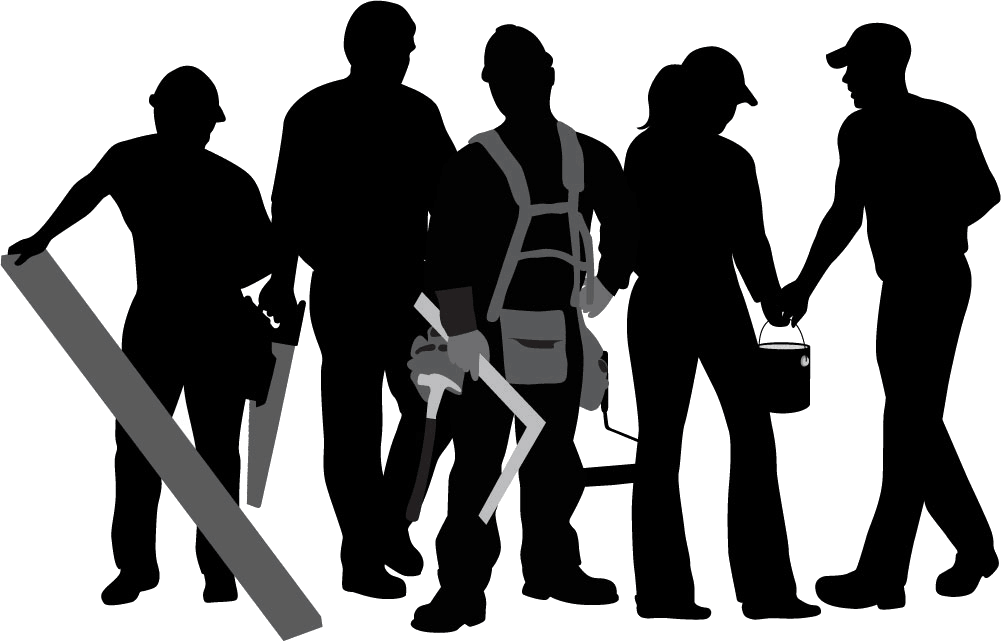 Team - Construction Workers Silhouette (1001x641), Png Download