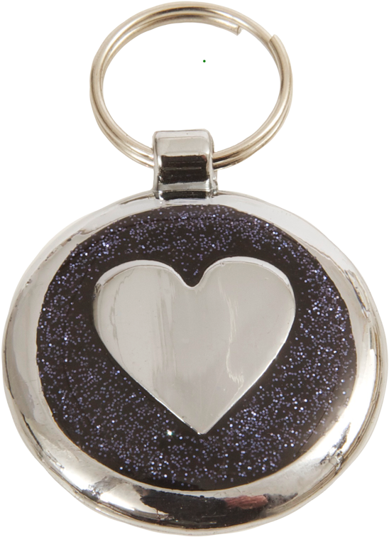 Luxury Designer Dog Tag Glitter Black Glint Heart Shimmer - Keychain (855x855), Png Download
