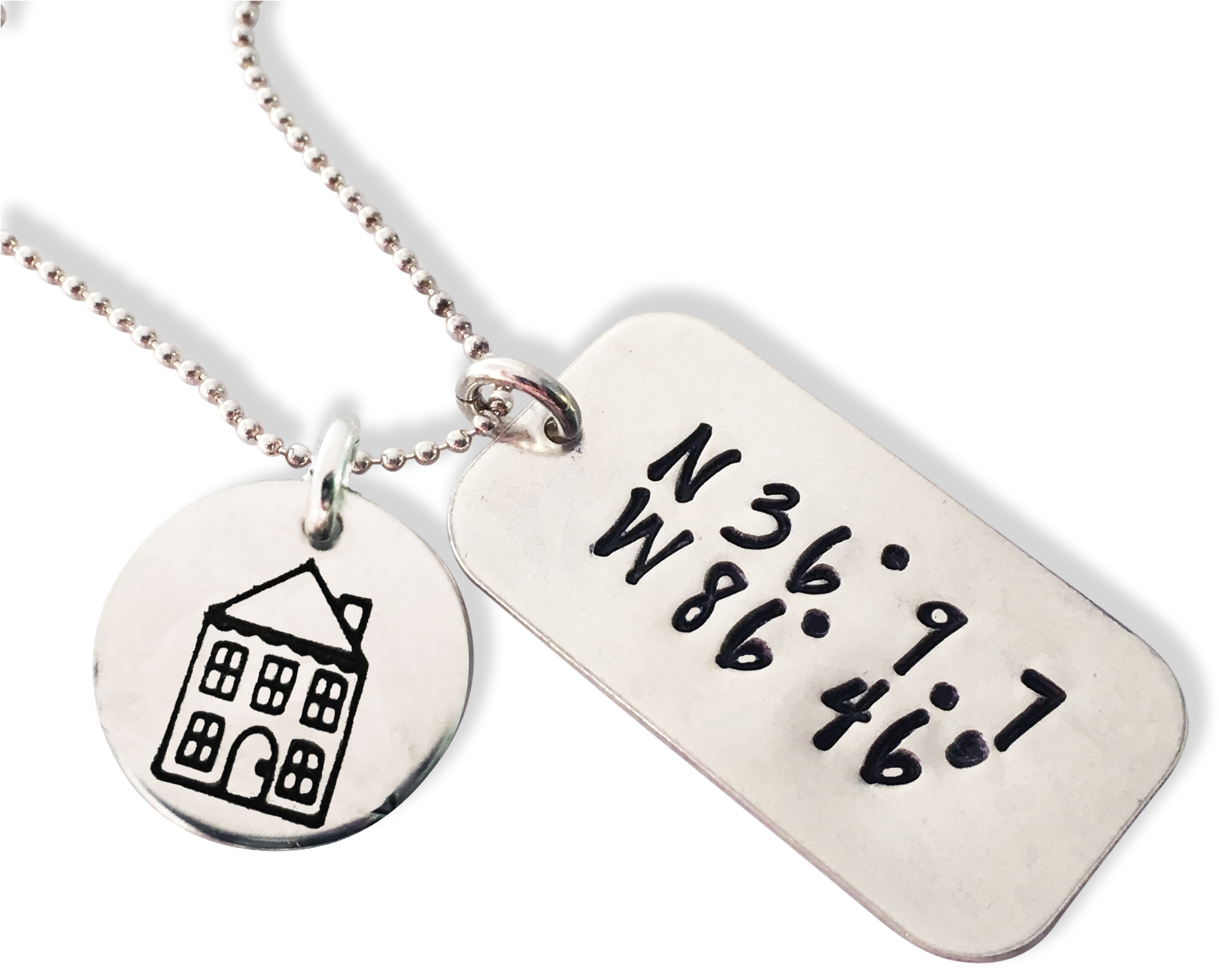 Sterling Mini Dog Tag Coordinate Necklace - Mini Of Sterling (1812x1578), Png Download