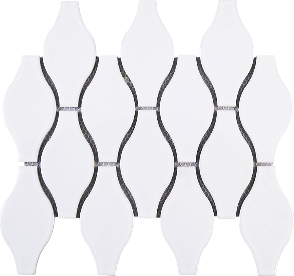 Oversize Diamond Pattern White Ceramic Mesh Mounted (1024x963), Png Download