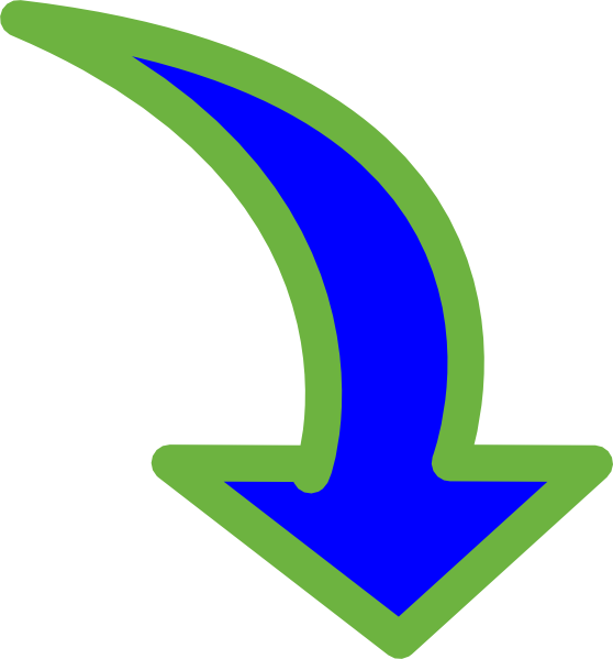 Curved Arrow Bright Blue Small - Curved Arrow Pointing Down (558x599), Png Download