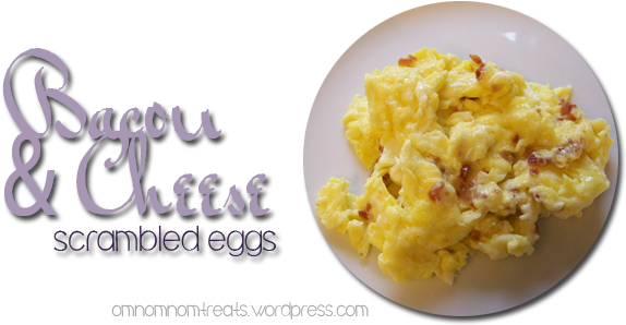 Bacon And Cheese Scrambled Eggs - Bacon (600x300), Png Download