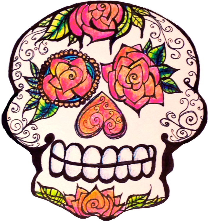 Day Of The Dead Hand Drawn Sugar - Sugar Skull Transparent Clipart (1160x772), Png Download