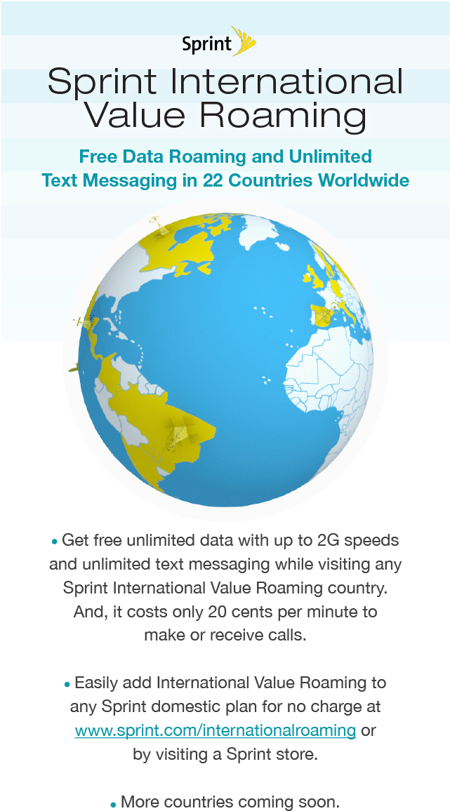 Sprint Expands Free Data Roaming To Colombia, Denmark, - Earth (640x1186), Png Download