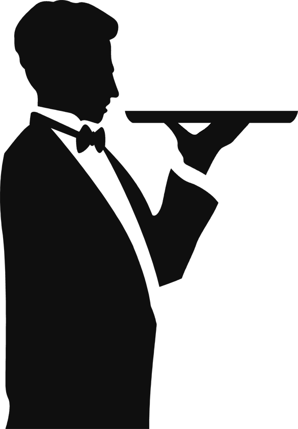 Butler Silhouette Clip Art - Waiter Clip Art (583x840), Png Download