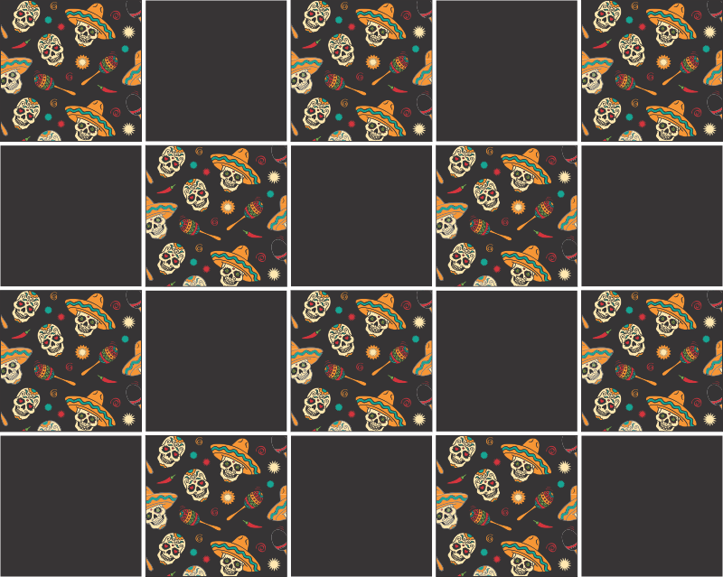 Foto Adesivo De Azulejo Caveira Mexicana - Skulls Polyester Waterproof And Eco-friendly Black (800x639), Png Download