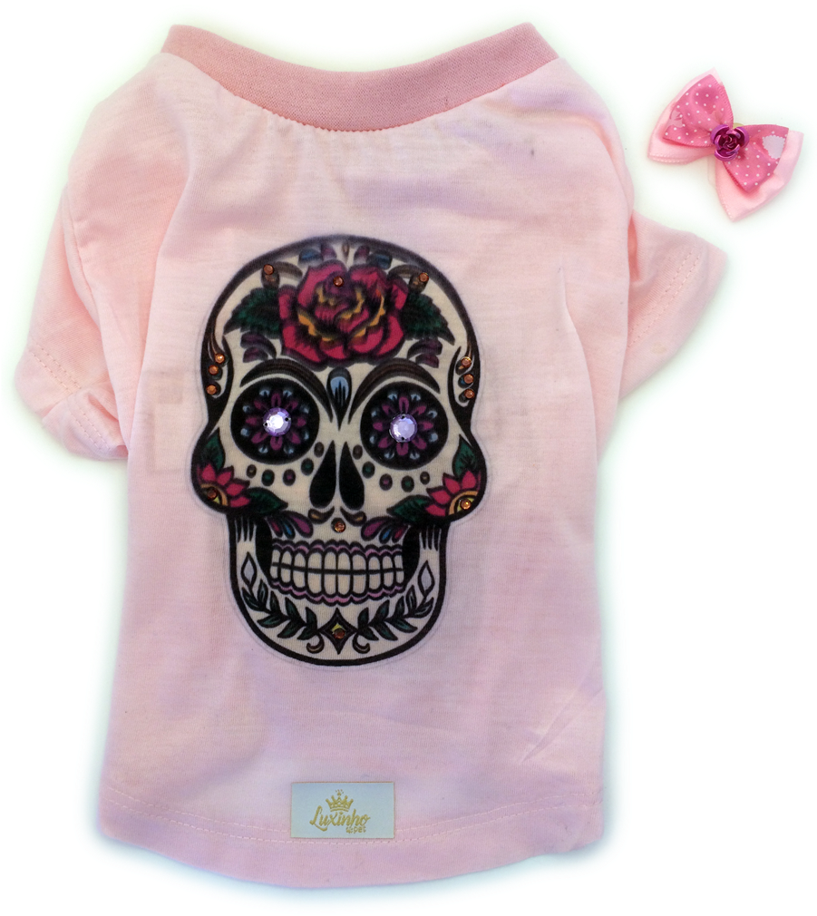 Blusa De Malha Rosa Caveira Mexicana - Skull | Sugar Skull | Candy Skull | Day (900x1200), Png Download