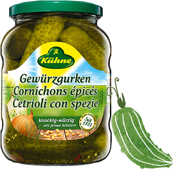 Pickled Gherkins - Kuhne Barrel Pickles Png Transparent (437x747), Png Download