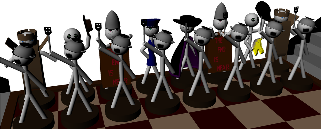 A Stickman-themed Chessboard Model With Colour And - Illustration (1100x618), Png Download
