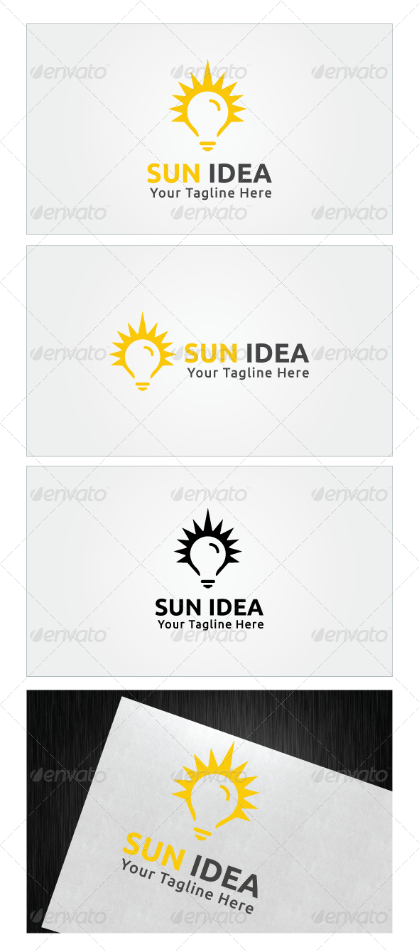 Sun Idea Logo Template By Mia3d Re Sizable Vector Eps - Logo (590x1339), Png Download