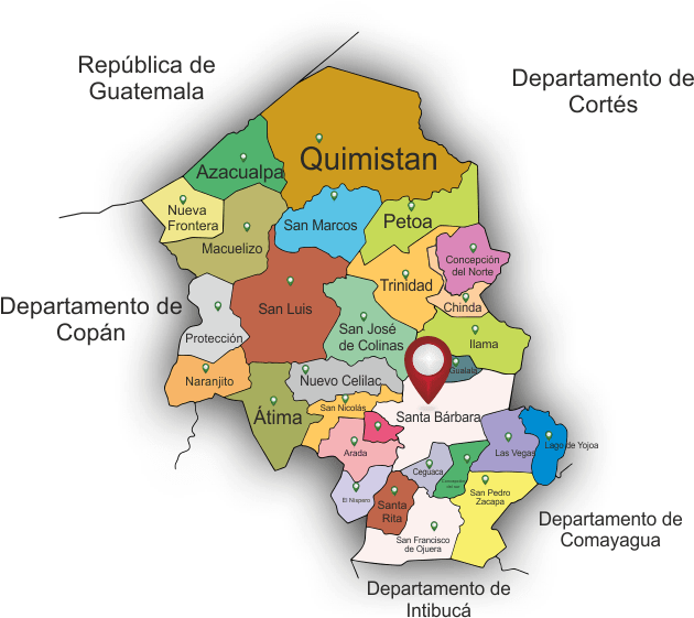 Santa Bárbara, Santa Bárbara - Mapa Del Departamento De Santa Barbara Honduras (653x604), Png Download