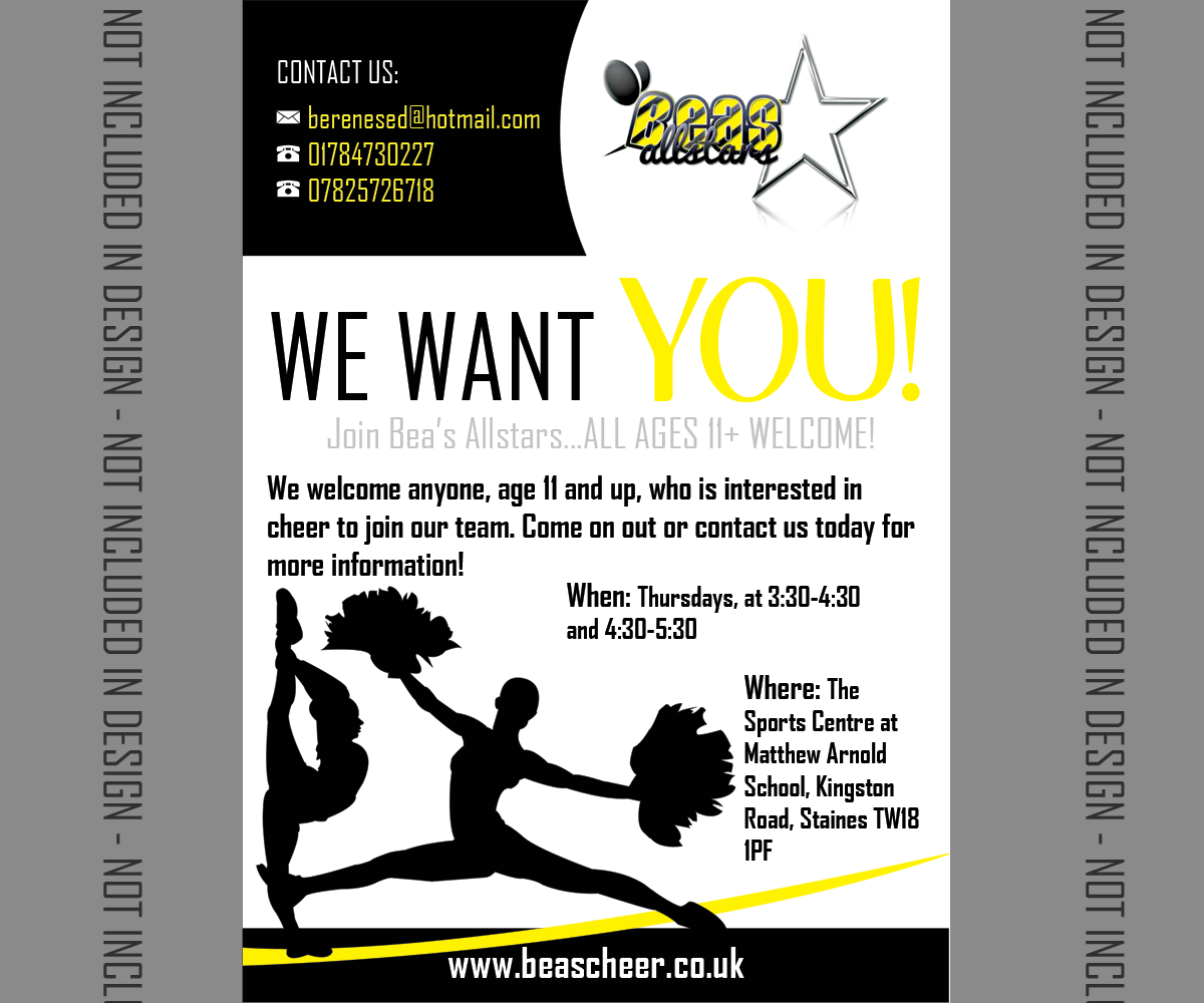 Club Flyer Design For Bea''''s Cheer In United Kingdom - Cheer Flyer To Join (1200x1000), Png Download