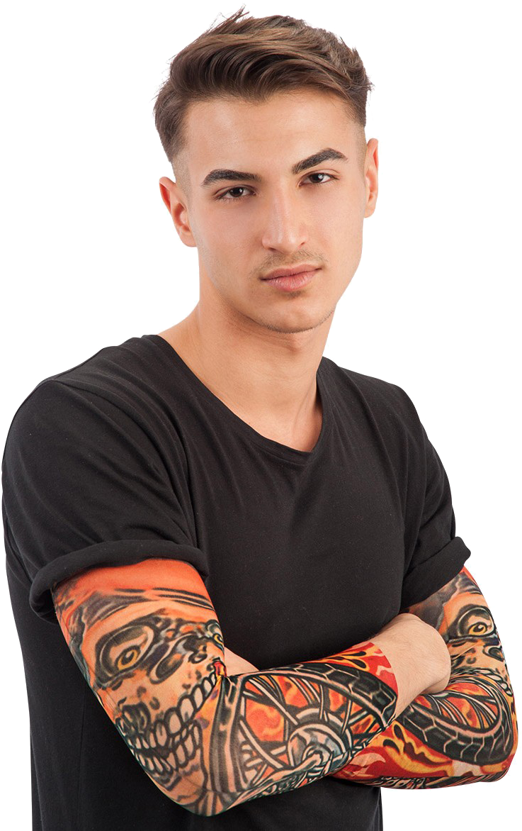 3290 Tattoo Sleeve - Színes Kar Tetoválás (1181x1181), Png Download