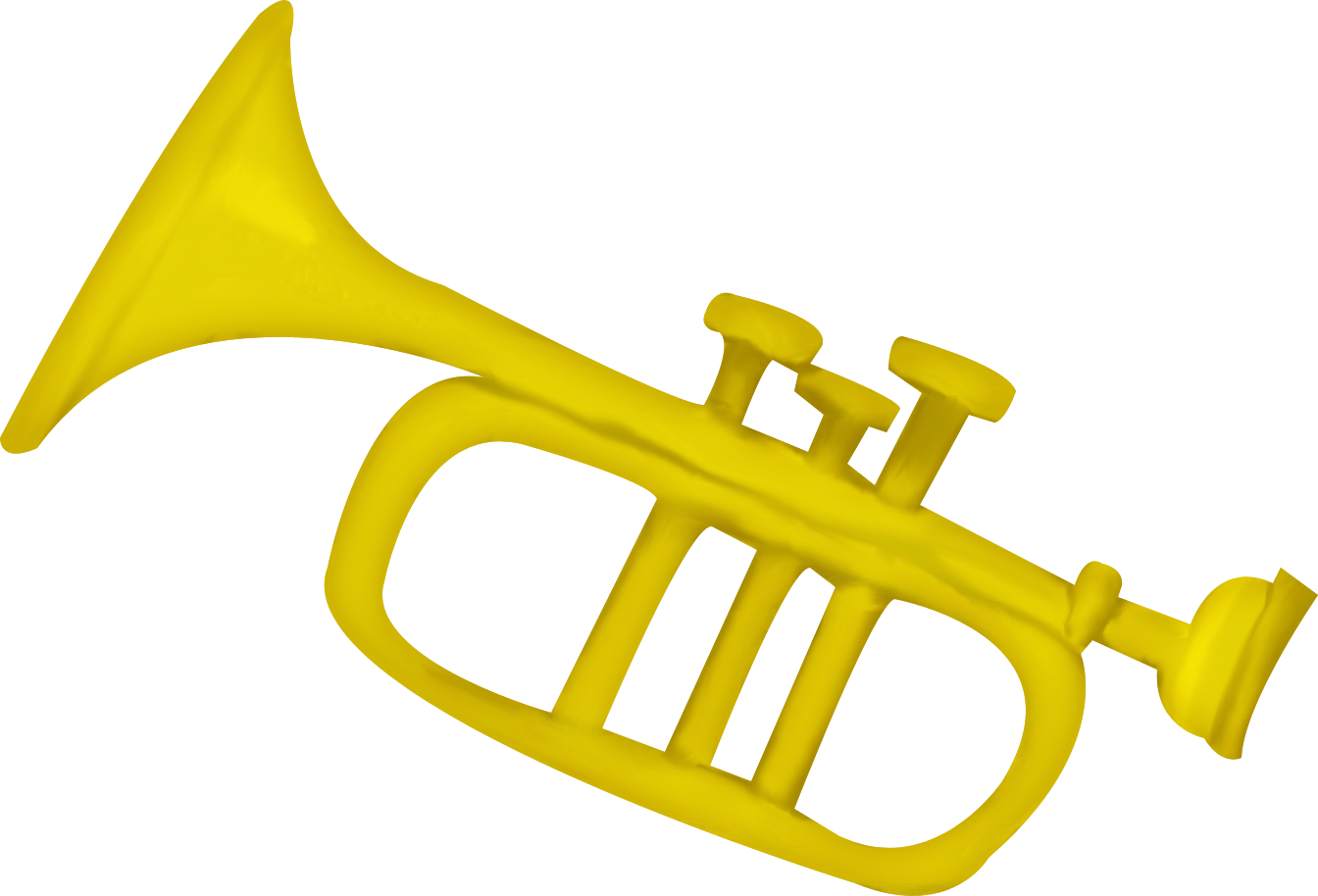 Cartoon Trumpet Png Clip Art Black And White - Trumpet Yellow (1344x914), Png Download